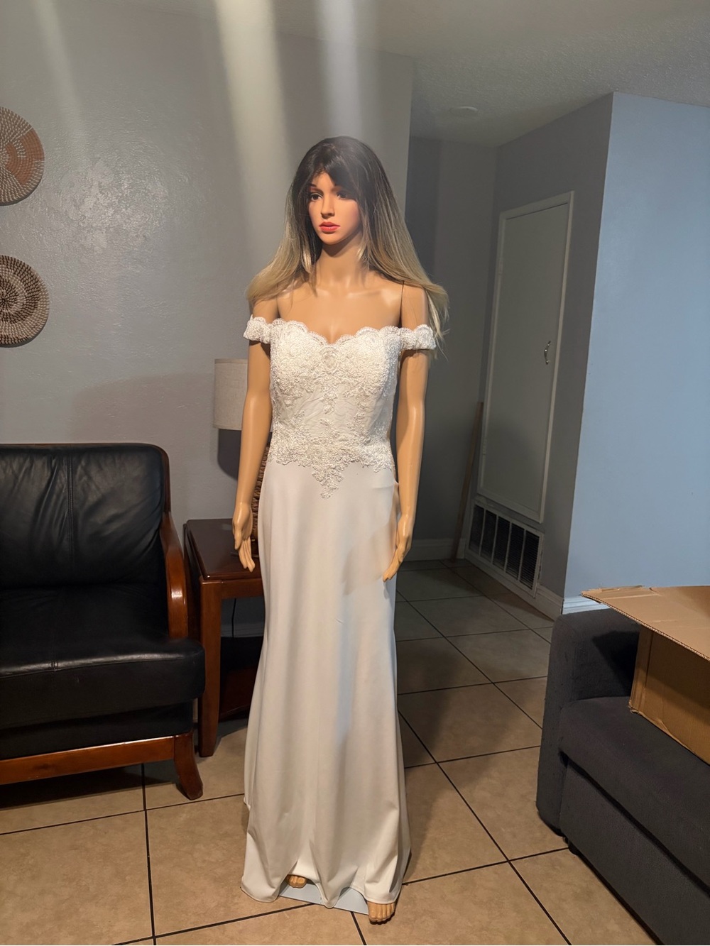 Cinderella Ivory Off-Shoulder Lace Bodice Bridal Gown
